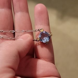 Judith Ripka Blue Quartz w Diamonds 17" Pendant Necklace